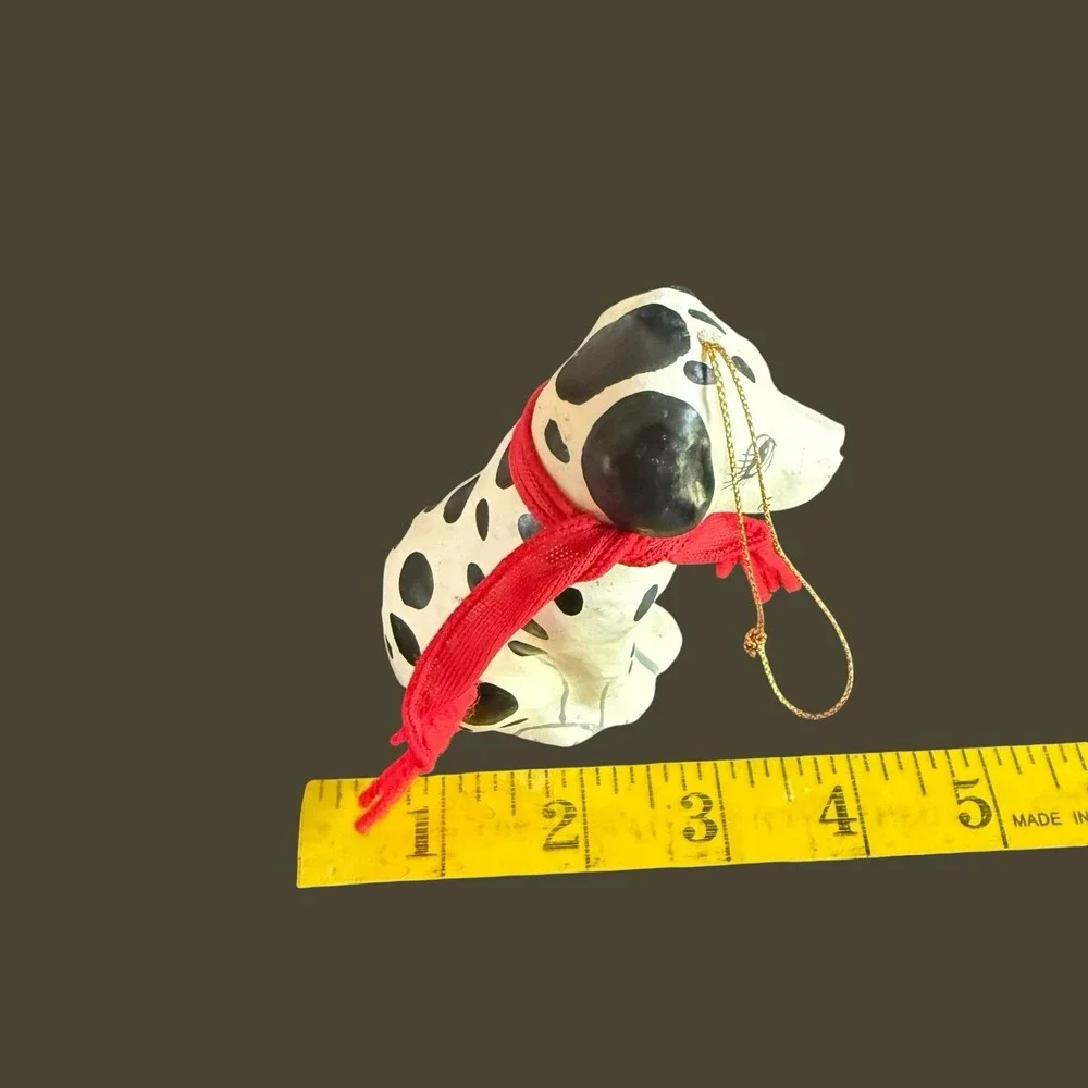 Folk Art Dog Paper Mache /Plastic  Dalmatian Dog Christmas Tree Ornament Scarf